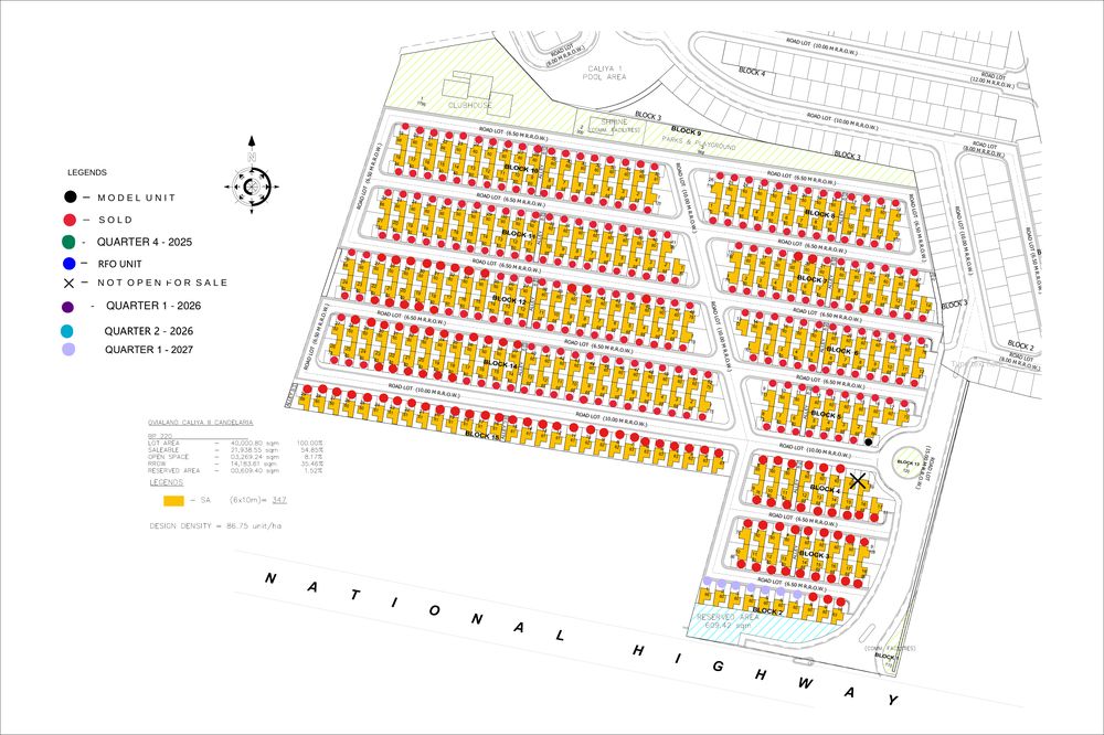 Caliya II Candelaria site development plan showing sold and available units